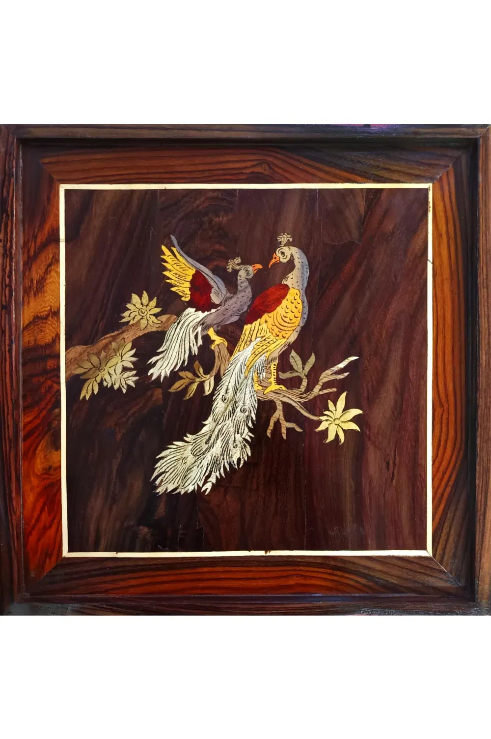 Mysore Rose Wood Inlay - Peacock (13*13) Inches