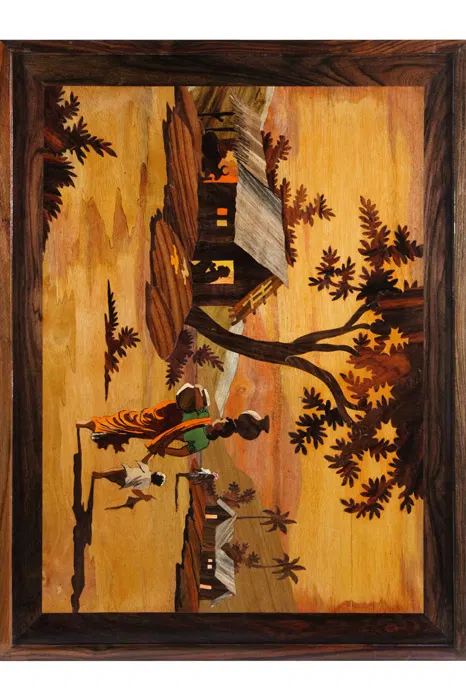 Mysore Rose Wood Inlay - Village Theme (25*19) Inches