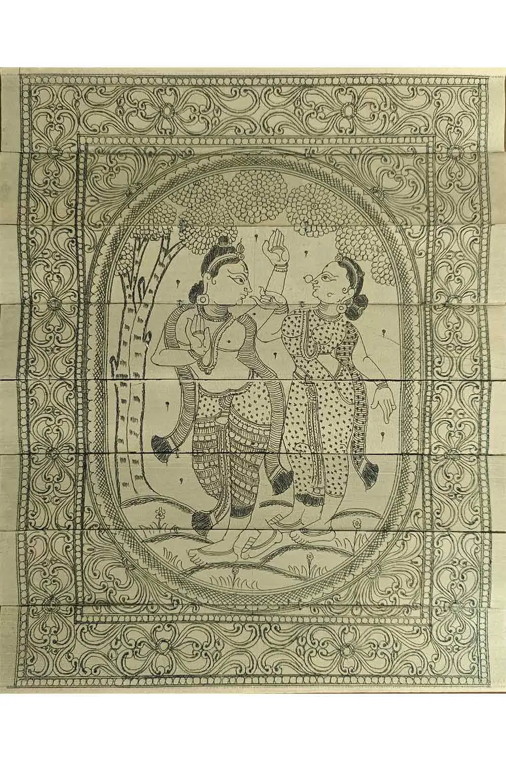 Odisha Talapatra Engraved Painting - Radha Krishna (8*9.5 Inch)
