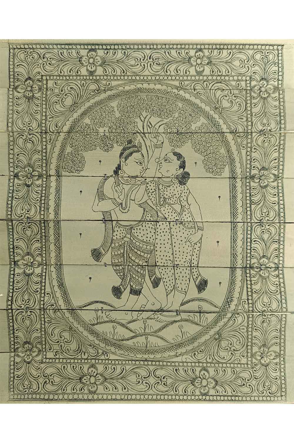 Odisha Talapatra Engraved Painting - Radha Krishna (8*9.5 Inch)