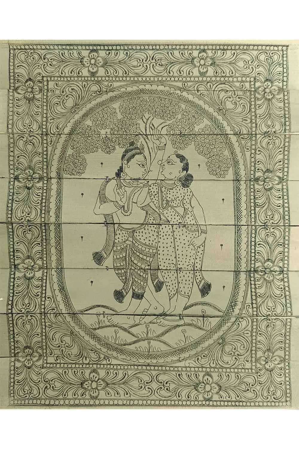 Odisha Talapatra Engraved Painting - Radha Krishna (8*9.5 Inch)