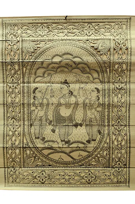 Odisha Talapatra Engraved Art - Govardhana Krishna (8*10 Inch)