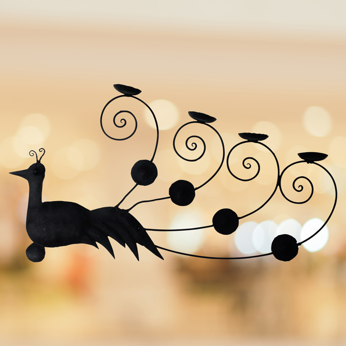 Bastar Iron Craft - Peacock Candle Stand (1.8 Ft)
