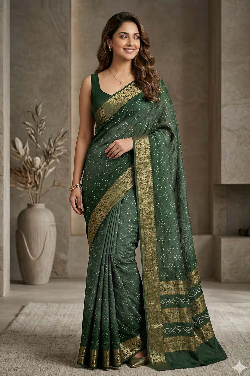 Jamnagari Bandhani Art Silk Saree