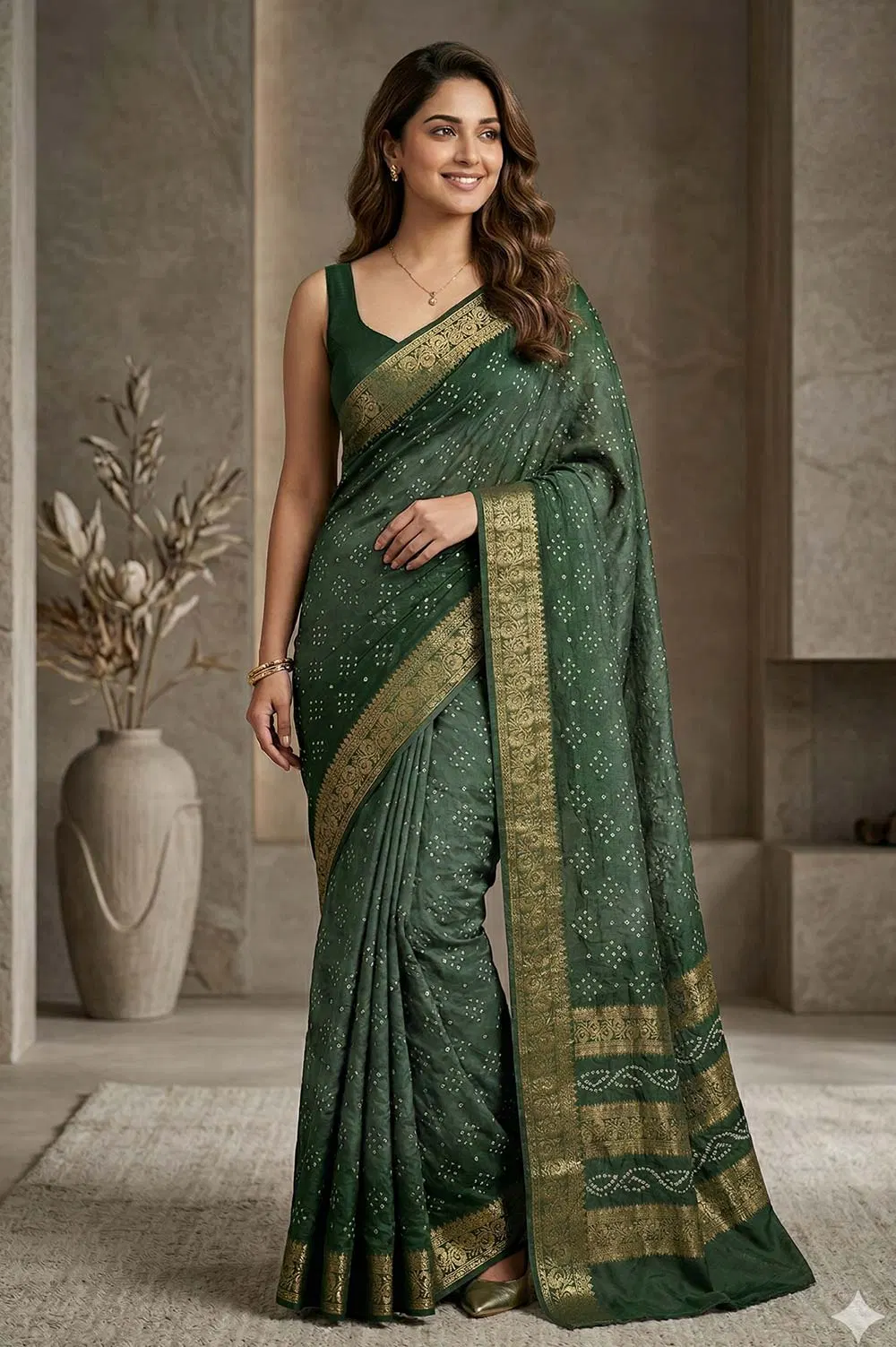 Jamnagari Bandhani Art Silk Saree