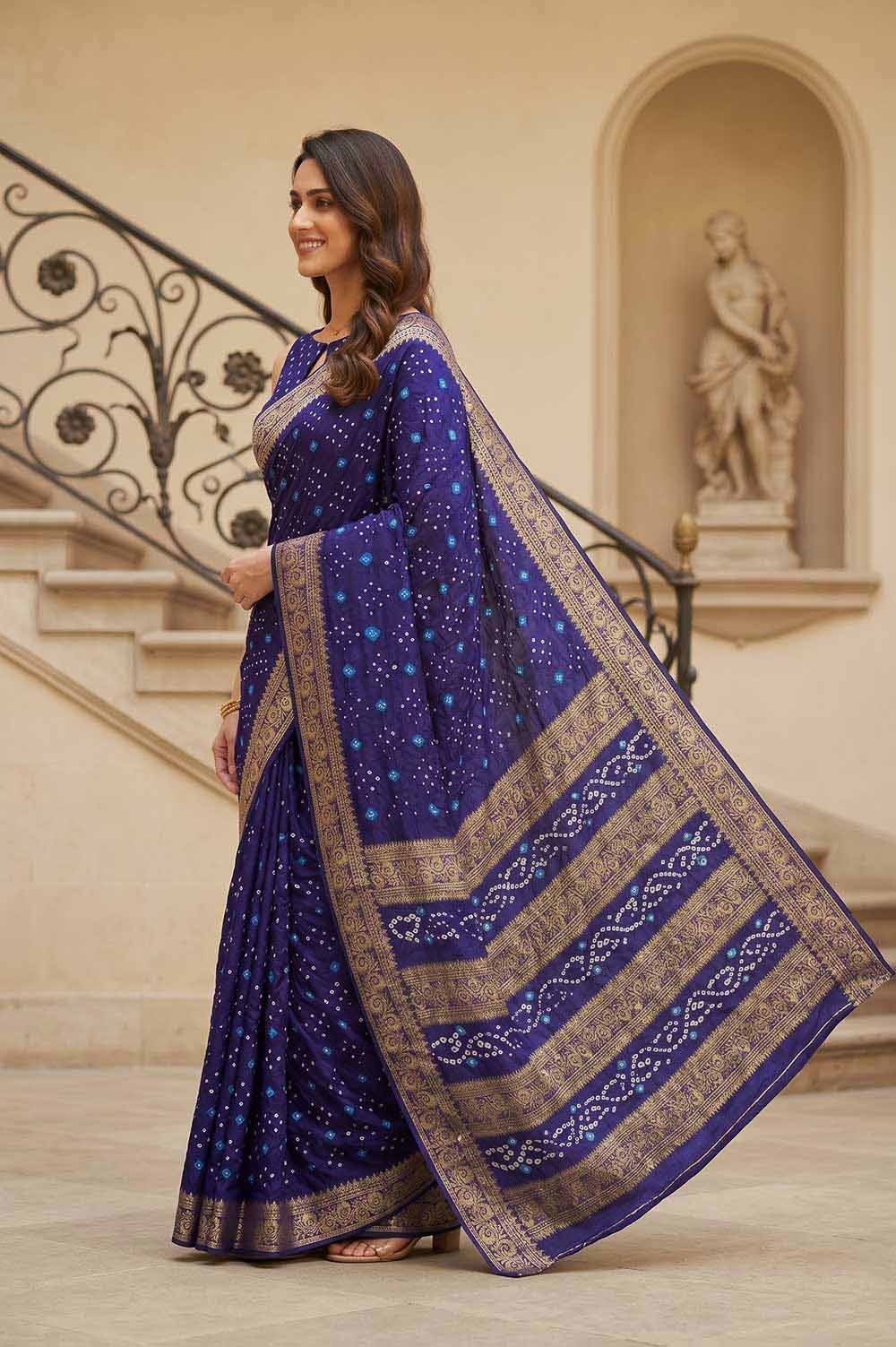 Jamnagari Bandhani Art Silk Saree