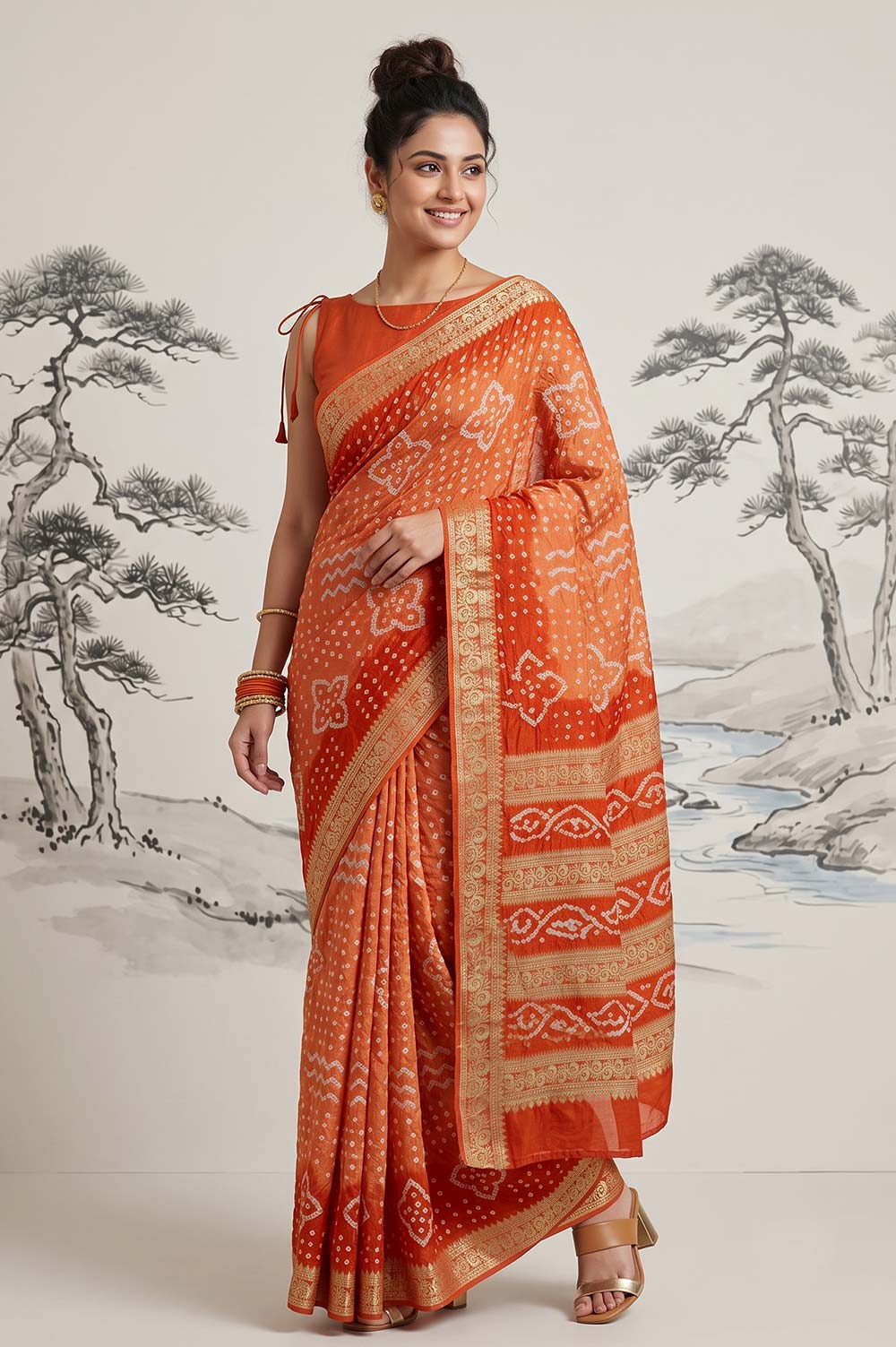 Jamnagari Bandhani Art Silk Saree