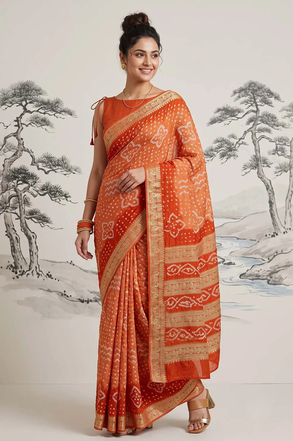 Jamnagari Bandhani Art Silk Saree