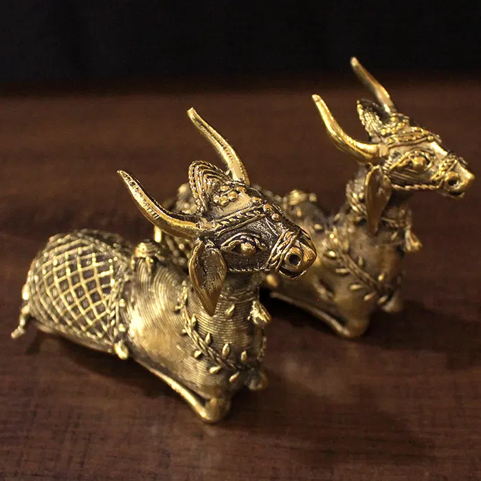 Bastar Dhokra Art Sitting Nandi Pair