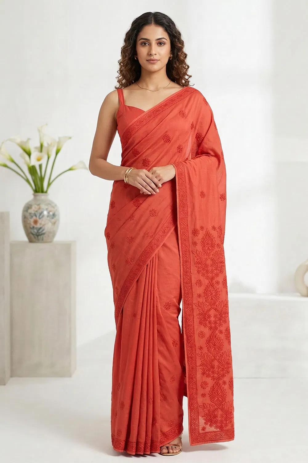 Lucknow Chikankari Hand Embroidered Saree