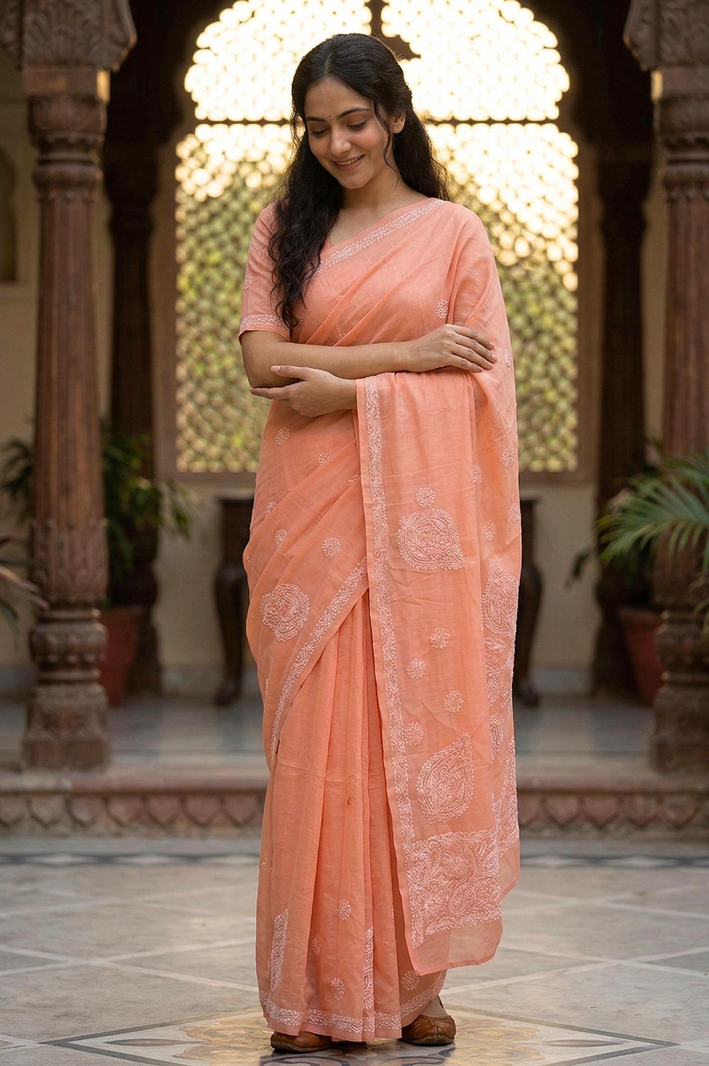 Lucknow Chikankari Hand Embroidered Saree