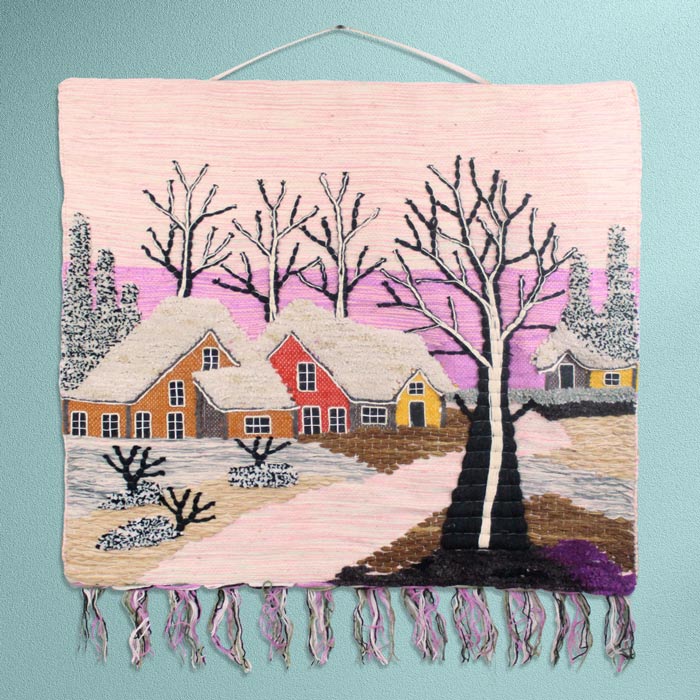 Snow Theme Ghazipur Jute Handmade Wall Hanging (40*36) Inches