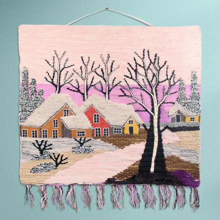 Snow Theme Ghazipur Jute Handmade Wall Hanging (40*36) Inches