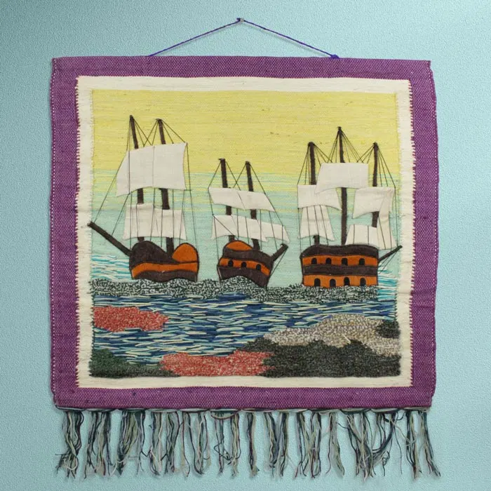 Sailing Ship Ghazipur Pure Jute Handmade Wall Hanging (40*36) Inches
