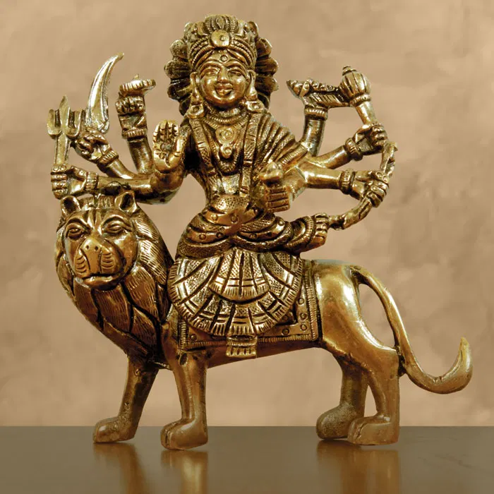 Moradabad Brass Craft Durga on Lion (820 Grams)