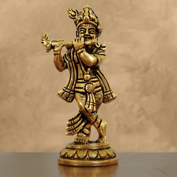 Moradabad Brass Craft Flute Krishna (300 Grams)