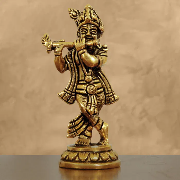 Moradabad Brass Craft Flute Krishna (300 Grams)