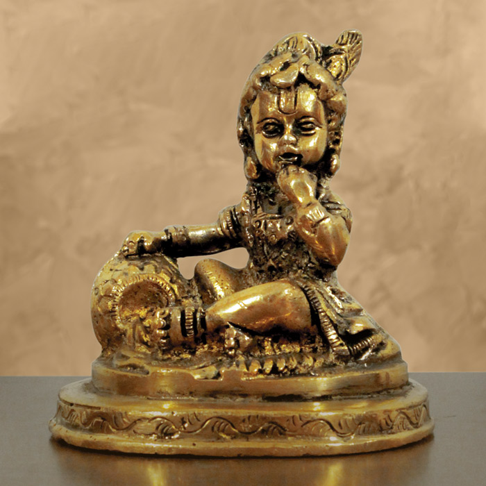 Moradabad Brass Craft Makan Krishna (620 Grams)