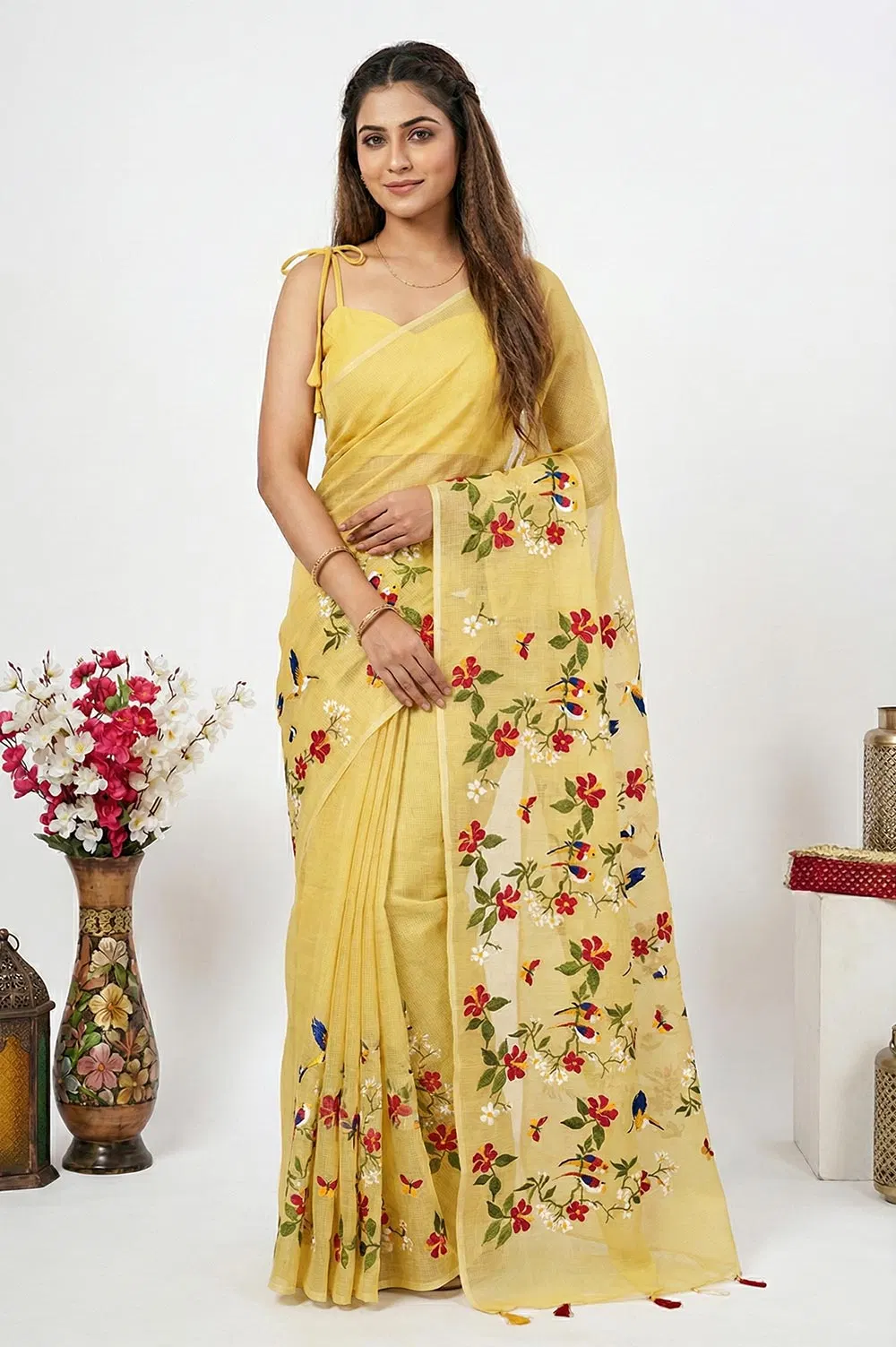 Kota Embroidery Cotton Saree