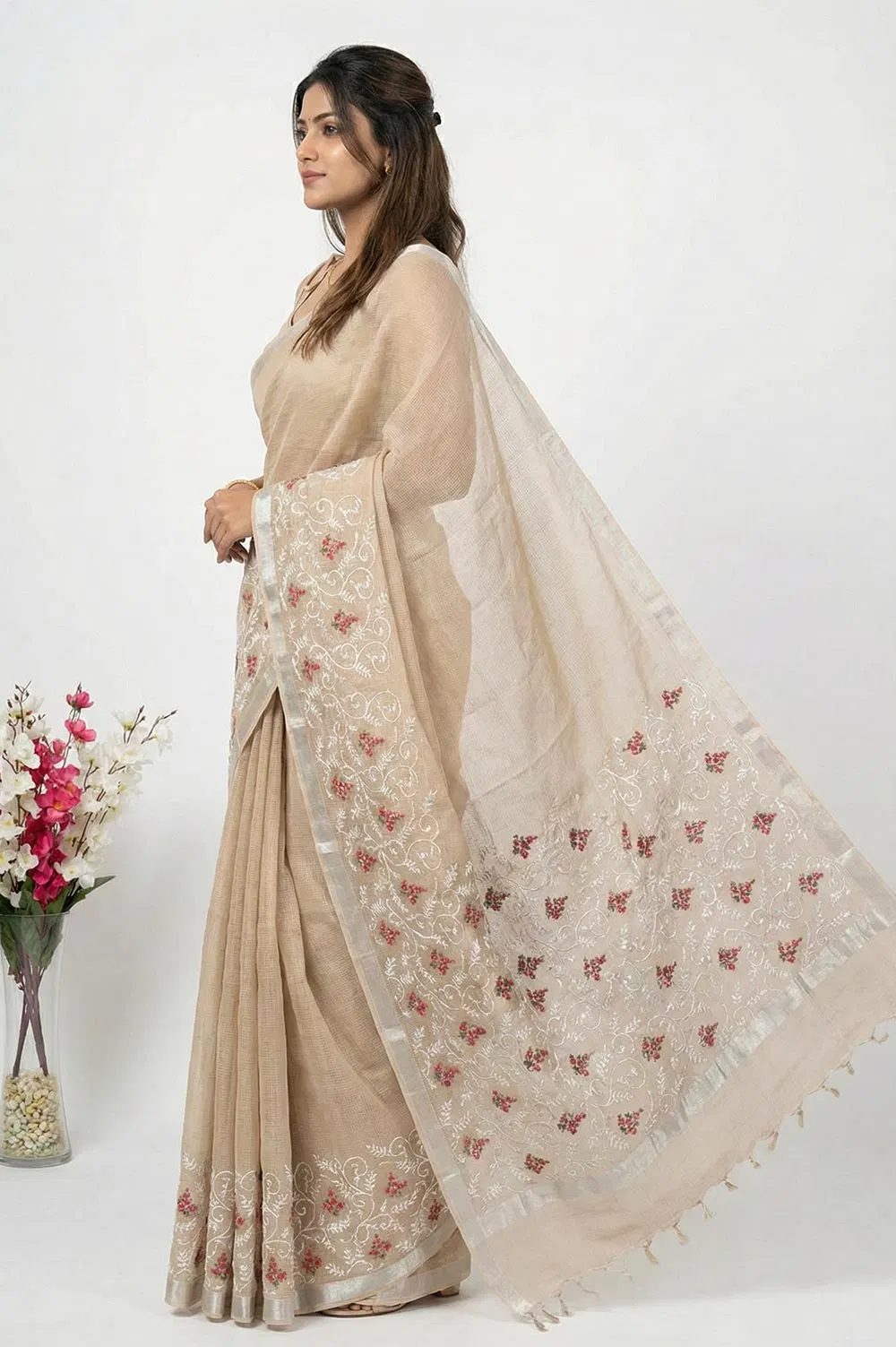 Kota Embroidery Cotton Saree