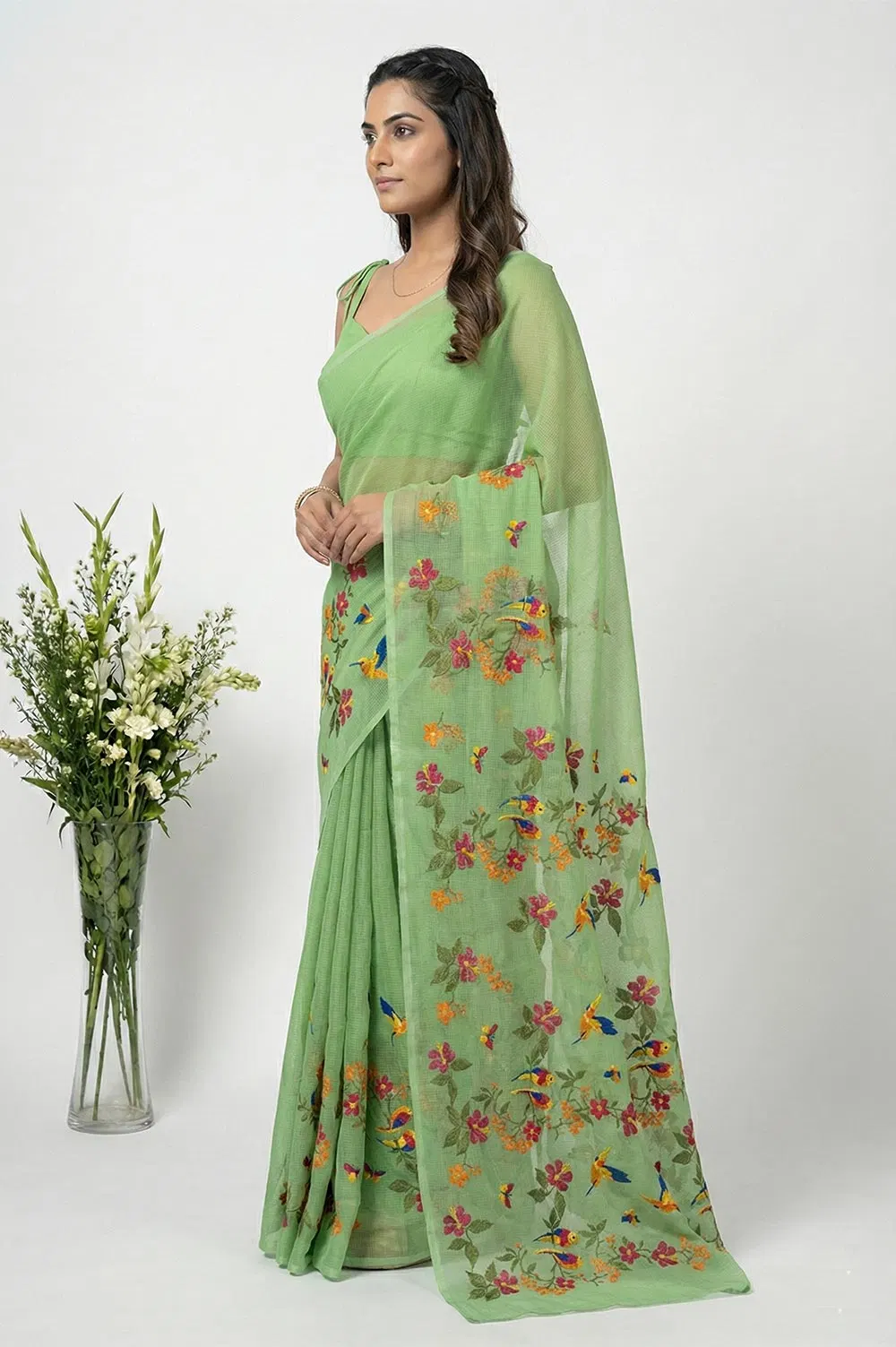 Kota Embroidery Cotton Saree