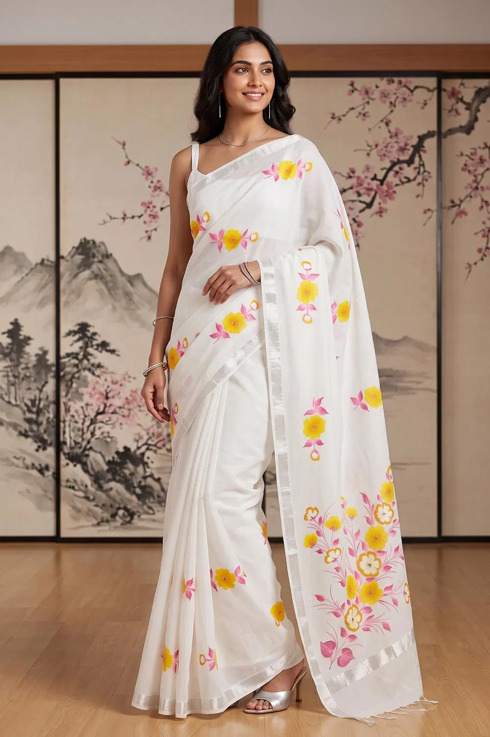 Kota Cotton Saree (Painted)