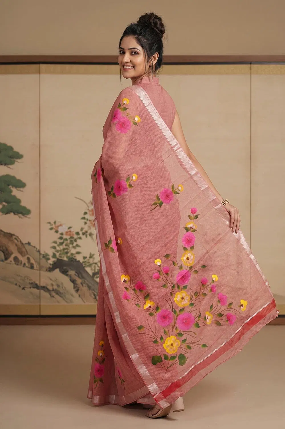 Kota Cotton Saree (Painted)