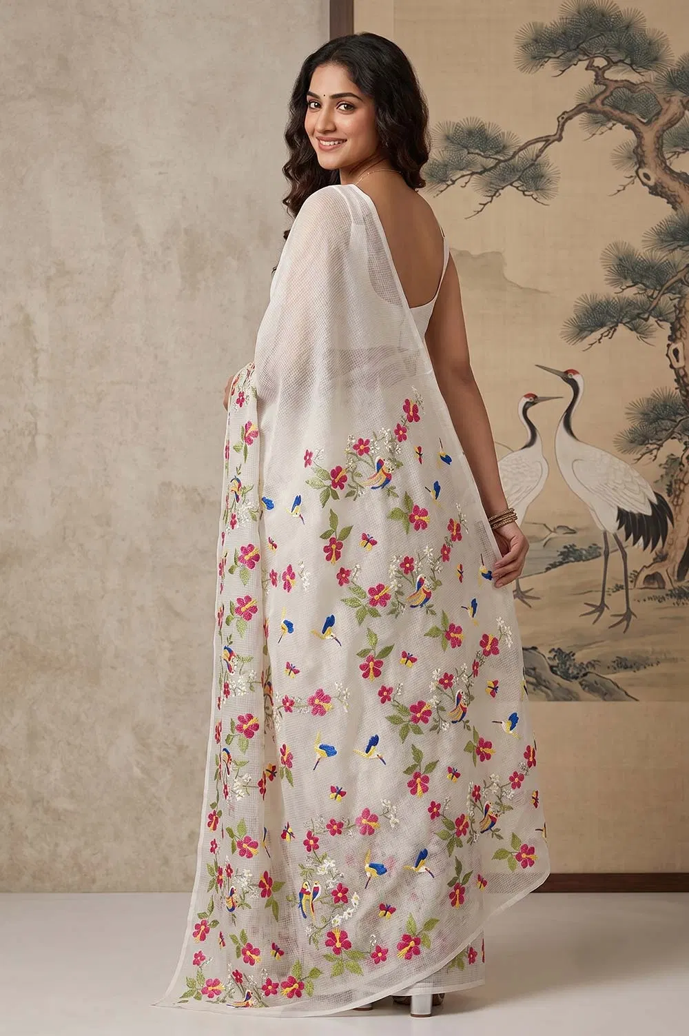 Kota Embroidery Work Cotton Mix Saree