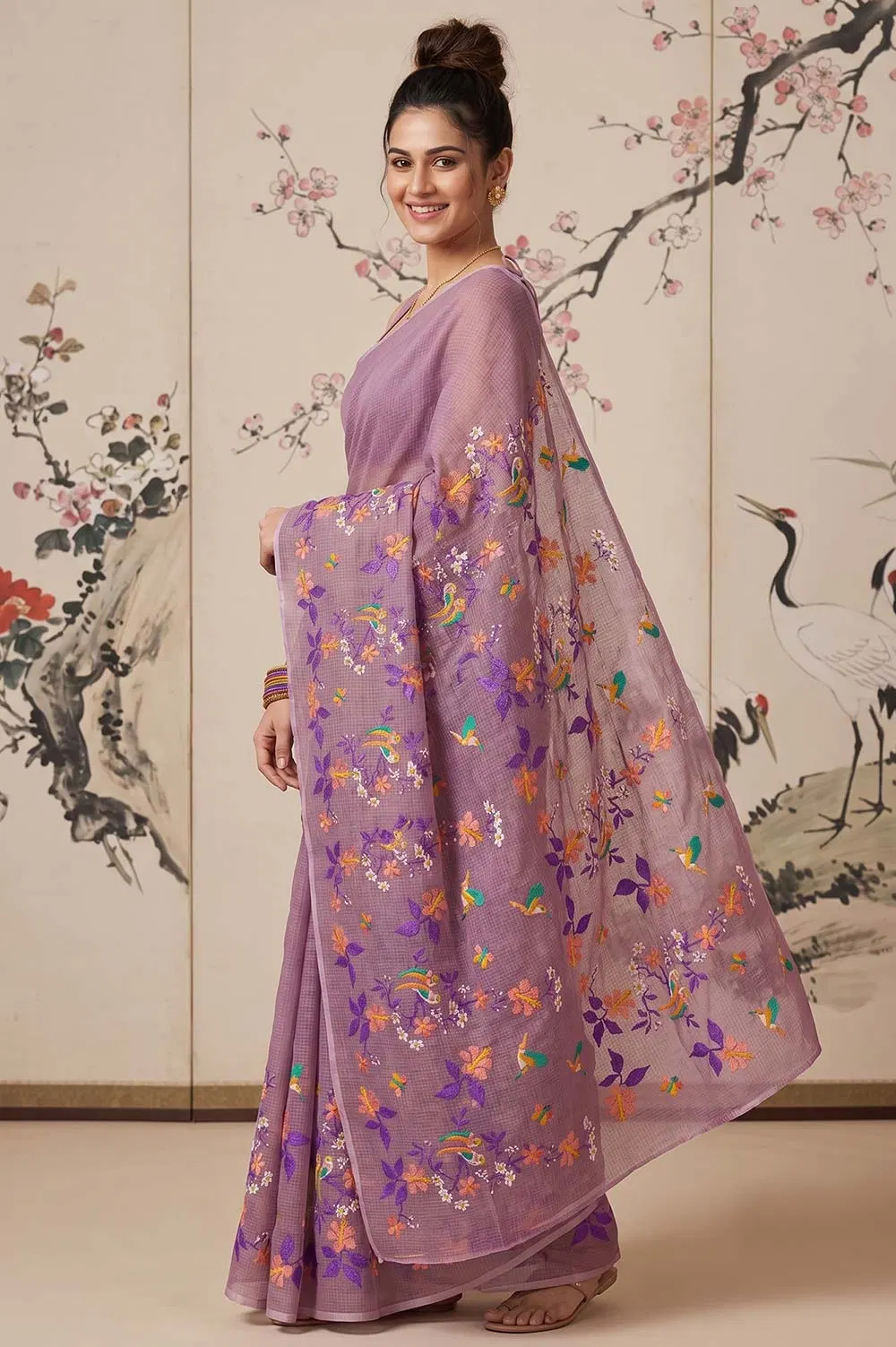Kota Embroidery Work Cotton Mix Saree