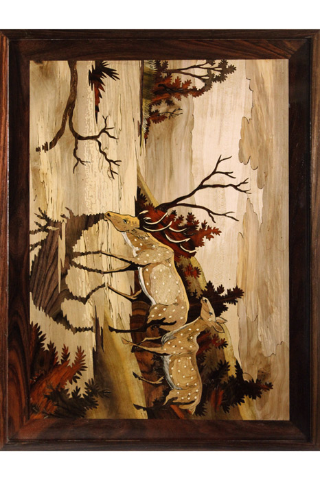 Mysore Rose Wood Inlay - Deer Scenery Theme (25*19) Inches