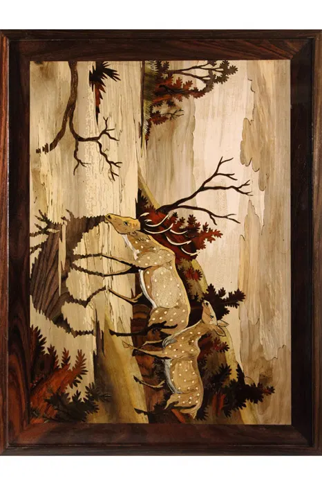 Mysore Rose Wood Inlay - Deer Scenery Theme (25*19) Inches