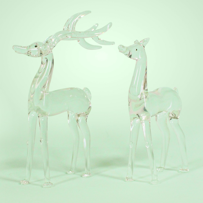 Firozabad Glass Craft Deer Pair (6 Inches)