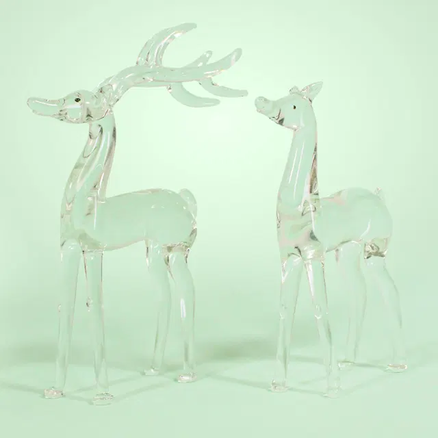 Firozabad Glass Craft Deer Pair (6 Inches)