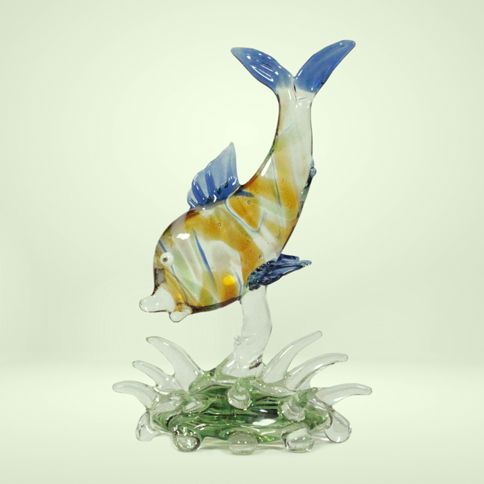 Firozabad Glass Craft Dolphin (5.5Inches)