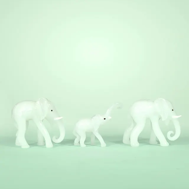 Firozabad Glass Craft Elephant Family