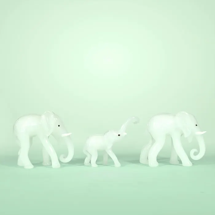 Firozabad Glass Craft Elephant Family