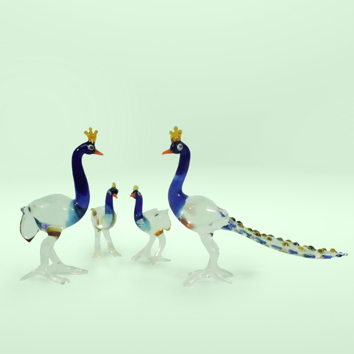 Firozabad Glass Craft Peacock Family