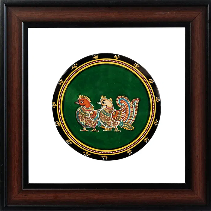 Annam Bird Mysore Ganjifa Cards (9x9) Inches, Transparent Frame