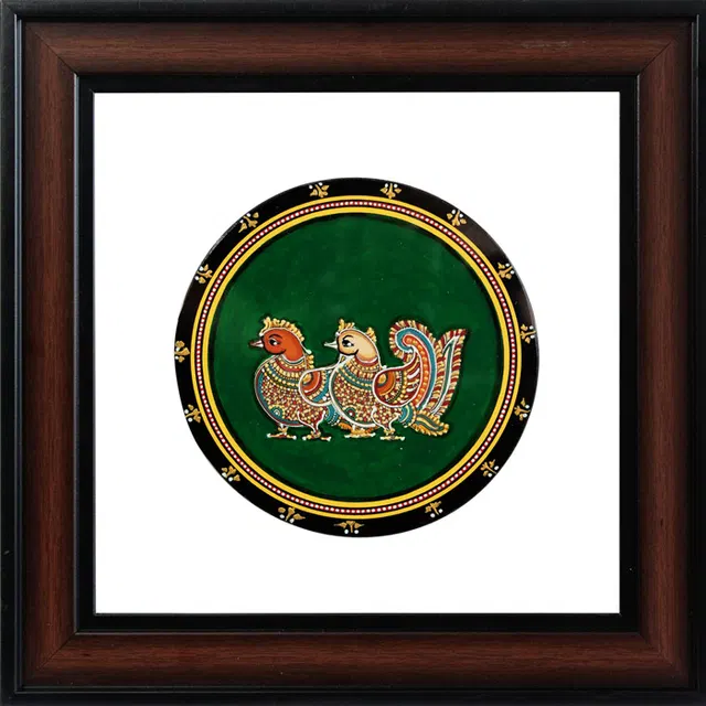 Annam Bird Mysore Ganjifa Cards (9x9) Inches, Transparent Frame