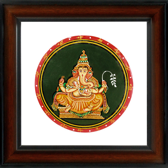 Ganesha Mysore Ganjifa Cards (9x9) Inches, Transparent Frame