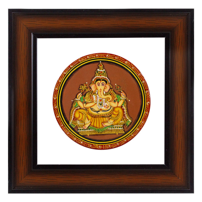 Ganesha Mysore Ganjifa Cards (9x9) Inches, Transparent Frame