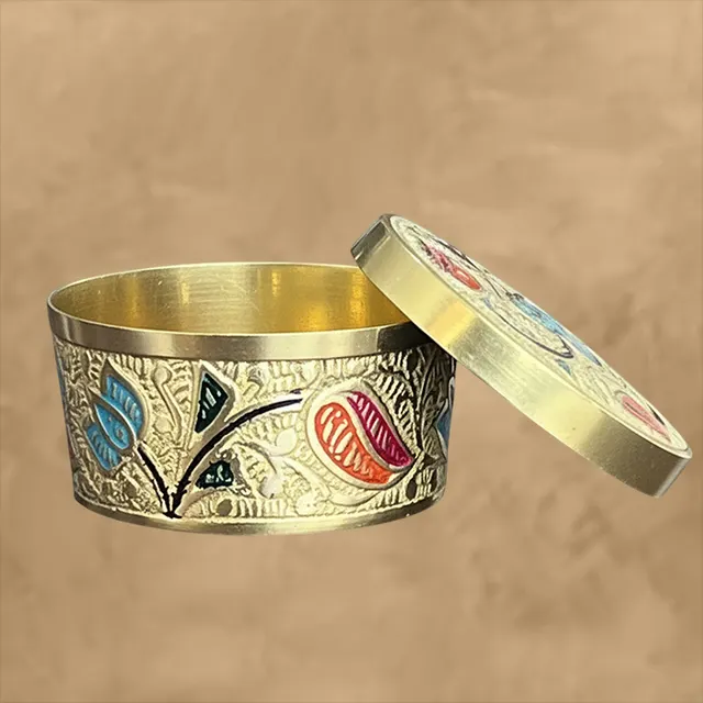Moradabad Brass Craft Kum Kum Box (2 Inches)