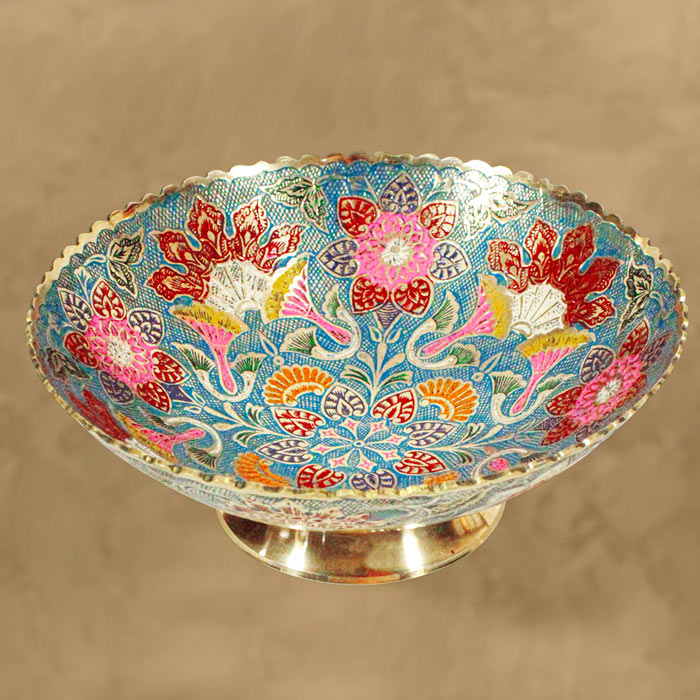Moradabad Brass Craft Fruit Bowl - White (10 Inches Dia) (950-1000 Grams)