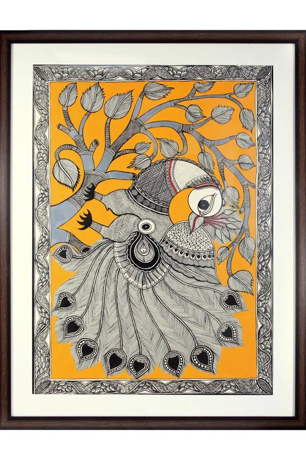 Madhubani Painting Peacock (34*26 Inches)