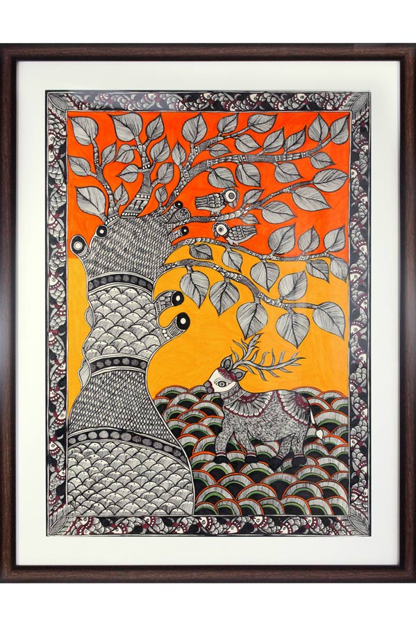Madhubani Painting Royal Stag (26*34) Inches