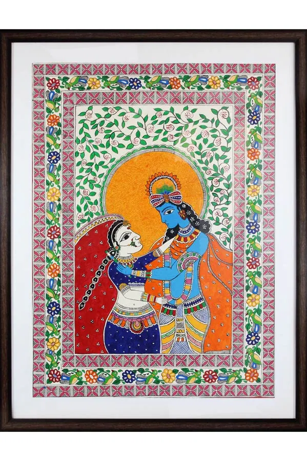 Madhubani Painting Radha Krishna (26*34 Inches)