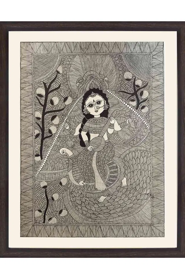 Madhubani Painting Saraswati (26*34 Inches)