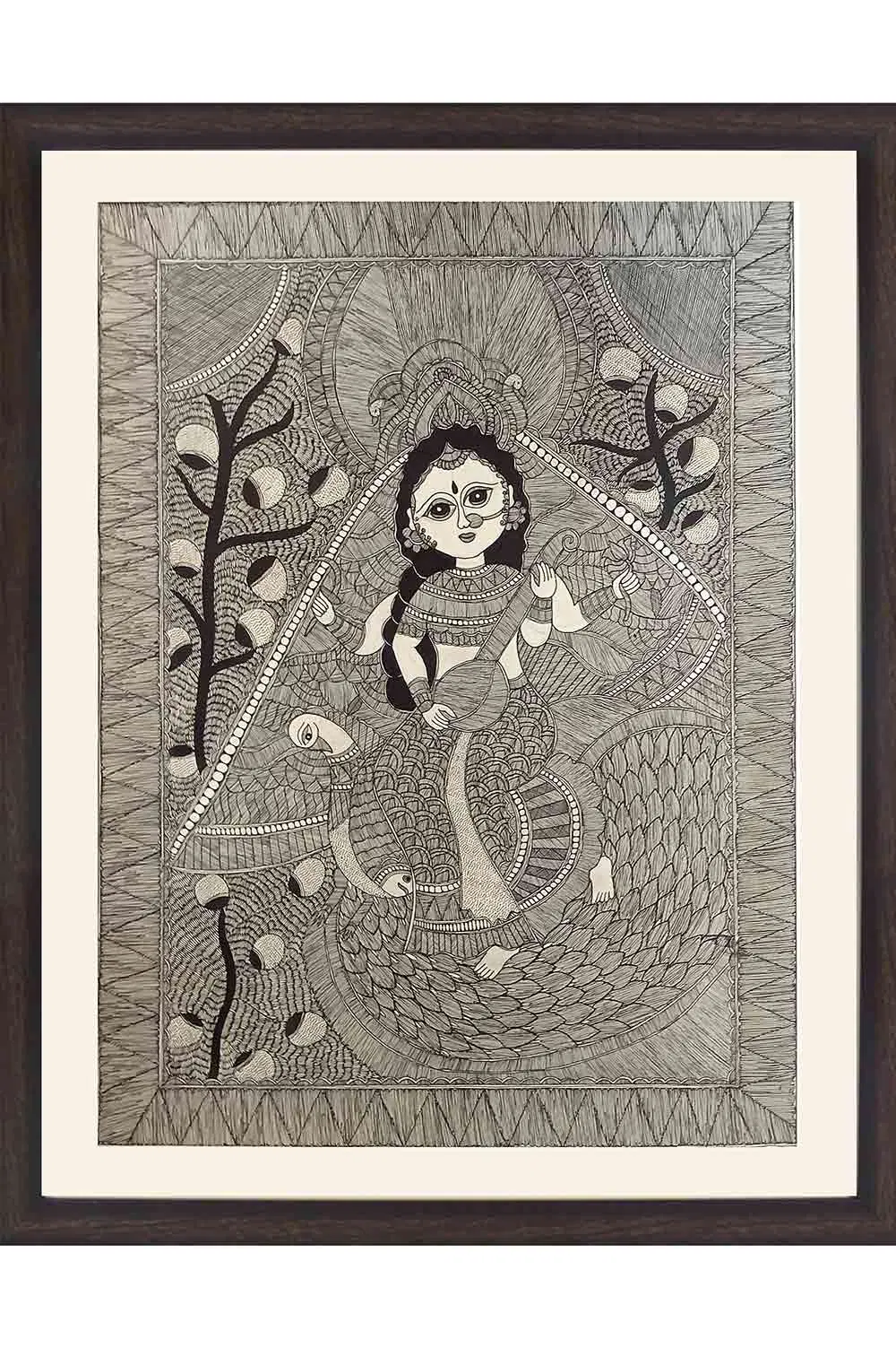 Madhubani Painting Saraswati (26*34 Inches)