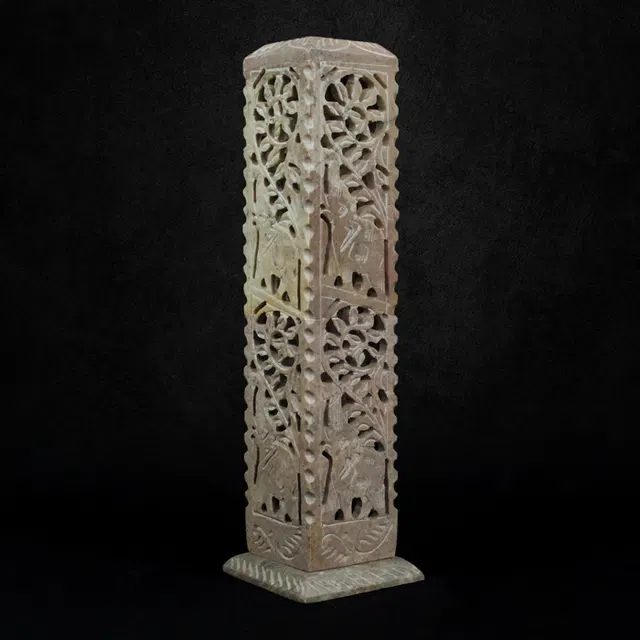 Varanasi Soft Stone Jali Incense Stick Tower (11 Inches)