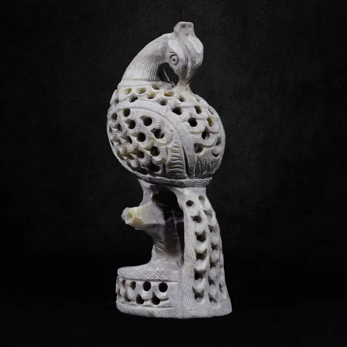 Varanasi Soft Stone Jali Peacock (4 Inches)